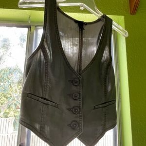 Jean paper boy style vest! Adjustable back and pockets